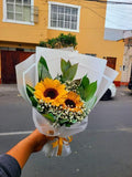 Ramo de 2 Girasoles con Gypsophila - Delirio Florería