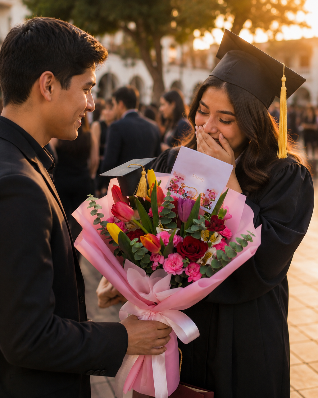 Ramo de 10 Tulipanes y Flores Mixtas para Graduación