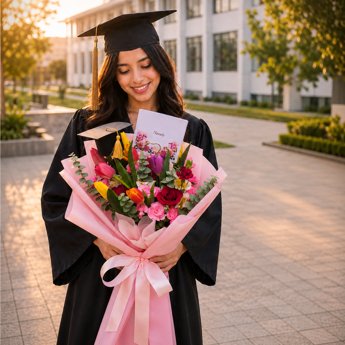 Ramo de 10 Tulipanes y Flores Mixtas para Graduación
