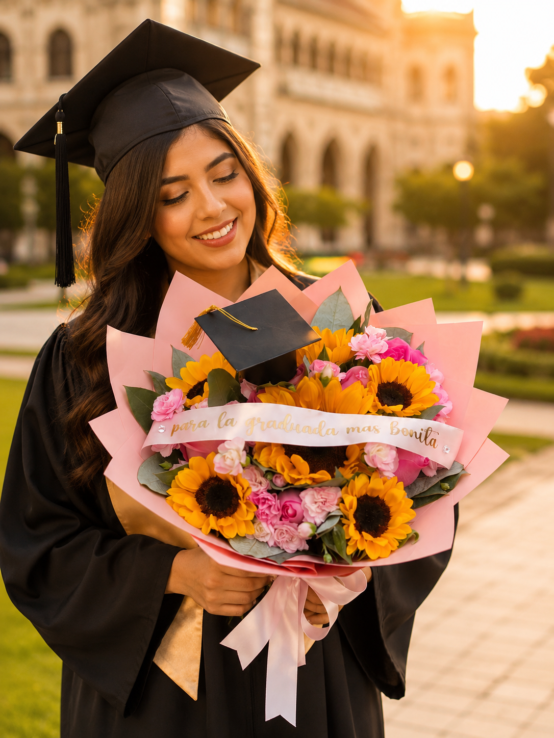 Ramo de Girasoles y Rosas para Graduación