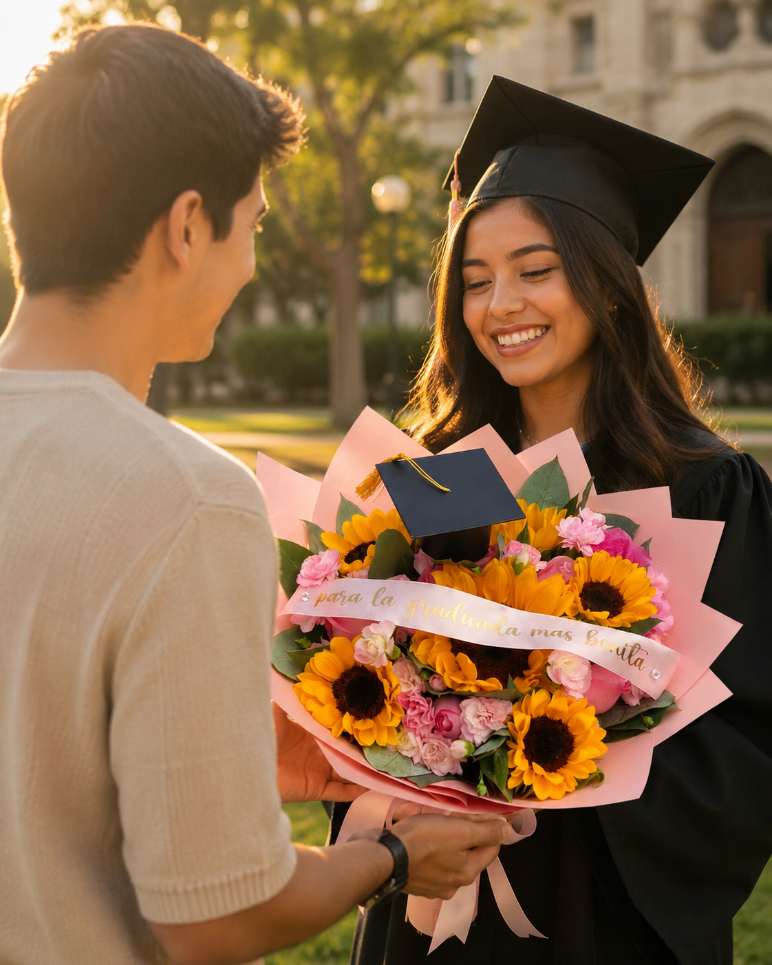 Ramo de Girasoles y Rosas para Graduación