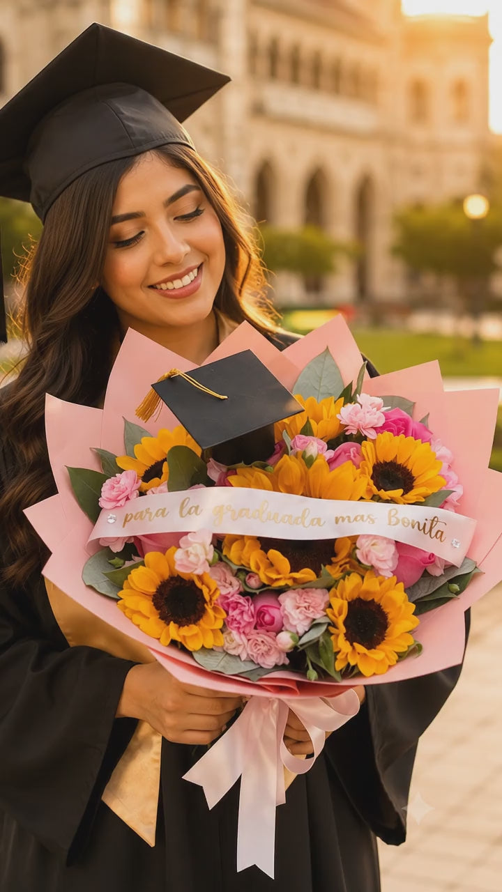 Ramo de Girasoles y Rosas para Graduación